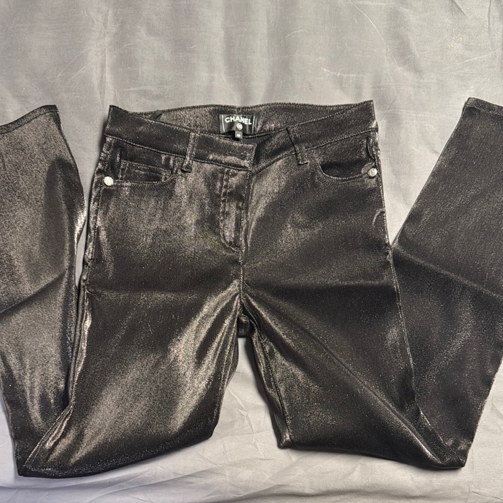 Chanel Glossy Black Pants